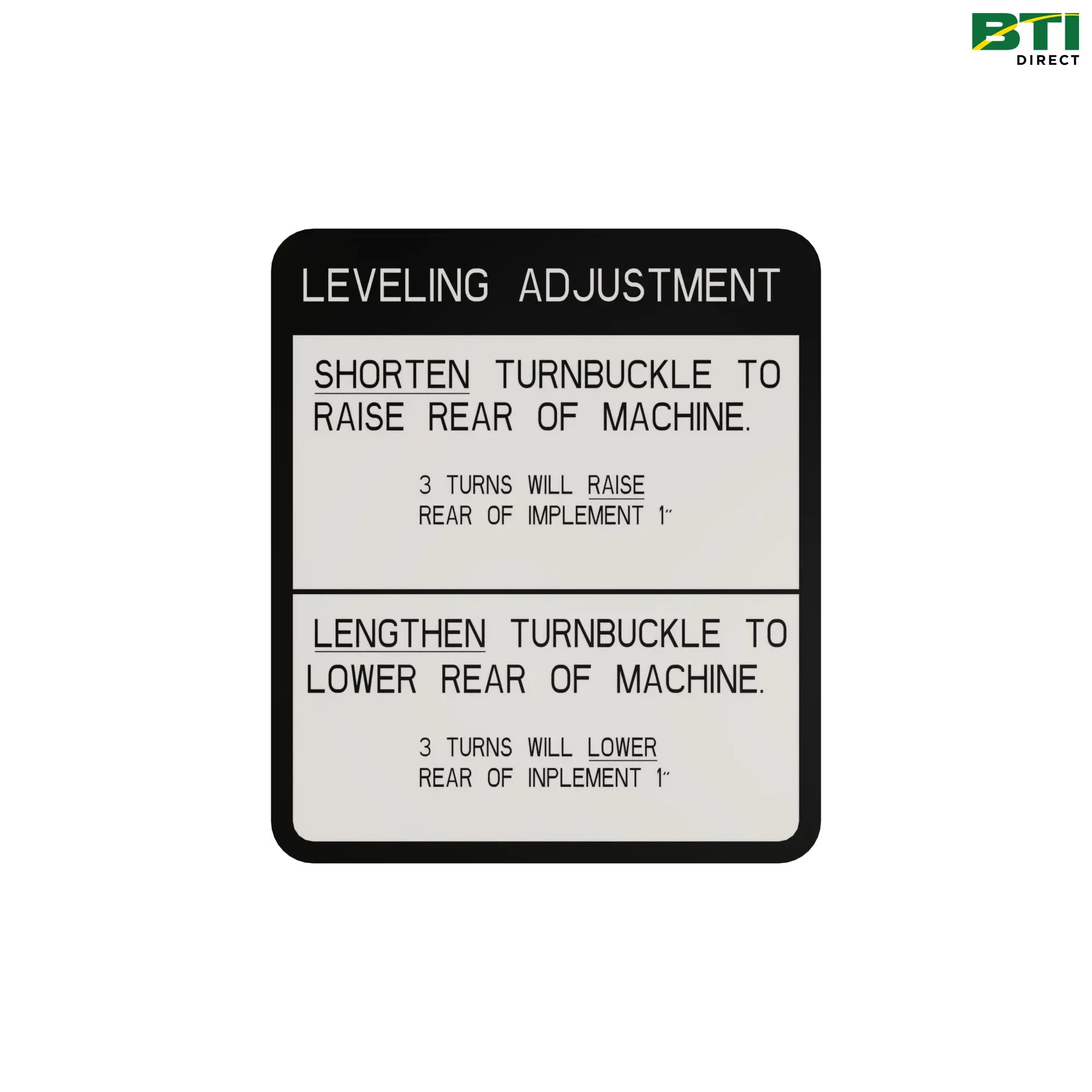 N237002: Leveling Instruction Label