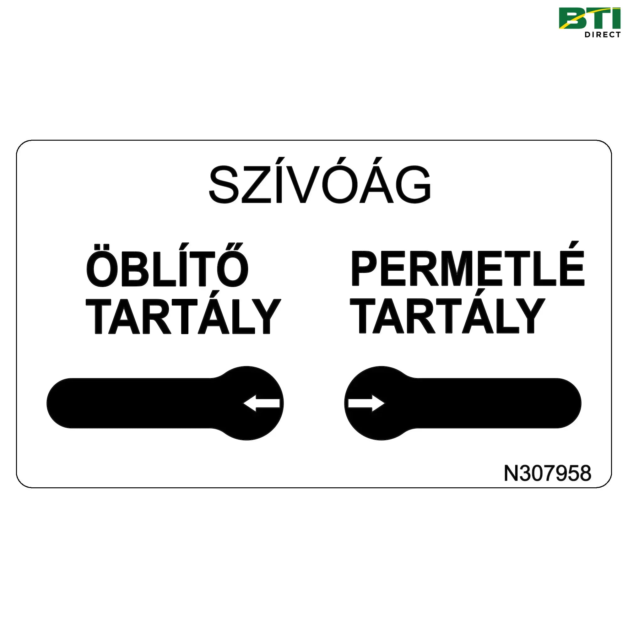 N307958: Section Control Valve Label, Hungarian
