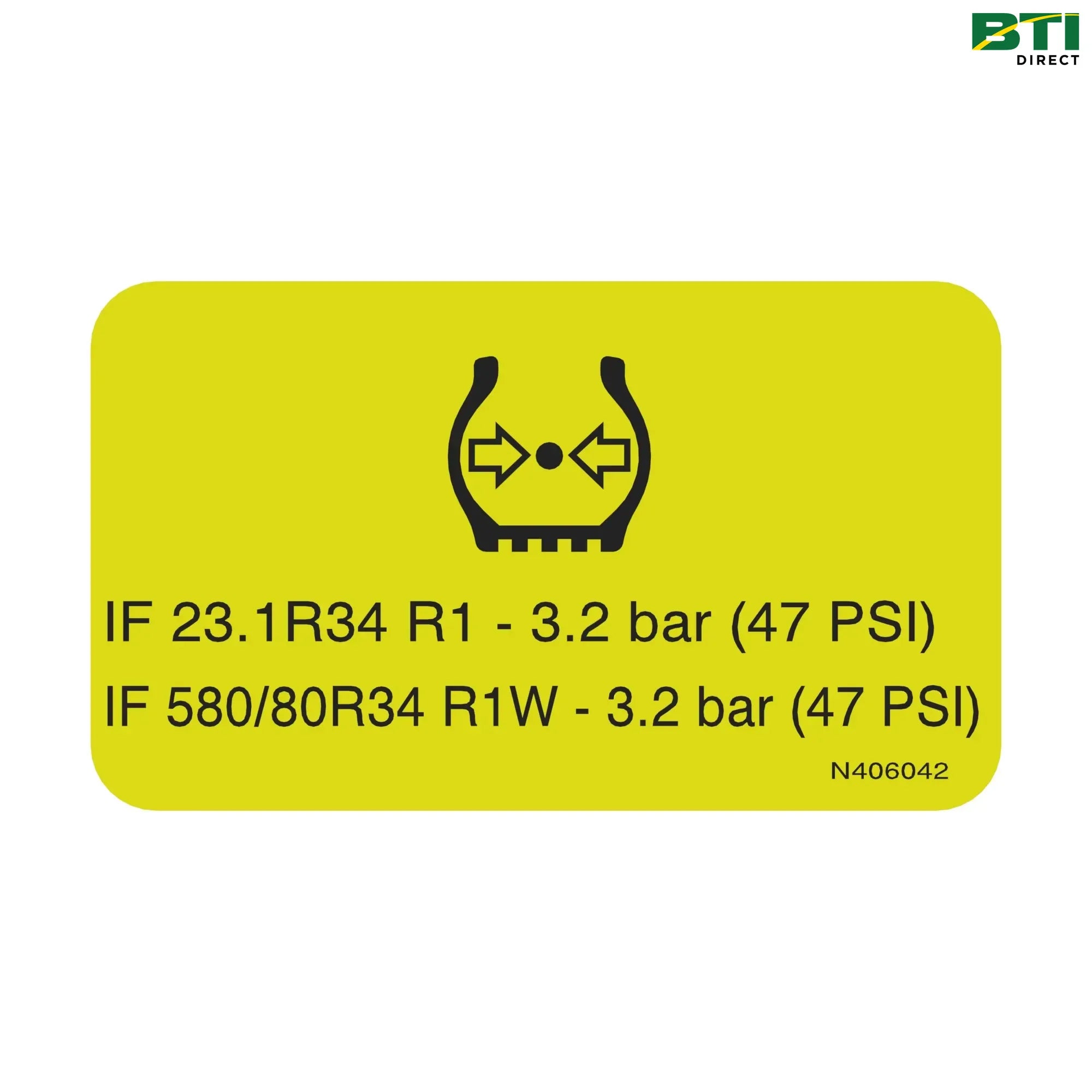 N406042: Guide Tire Pressure Label