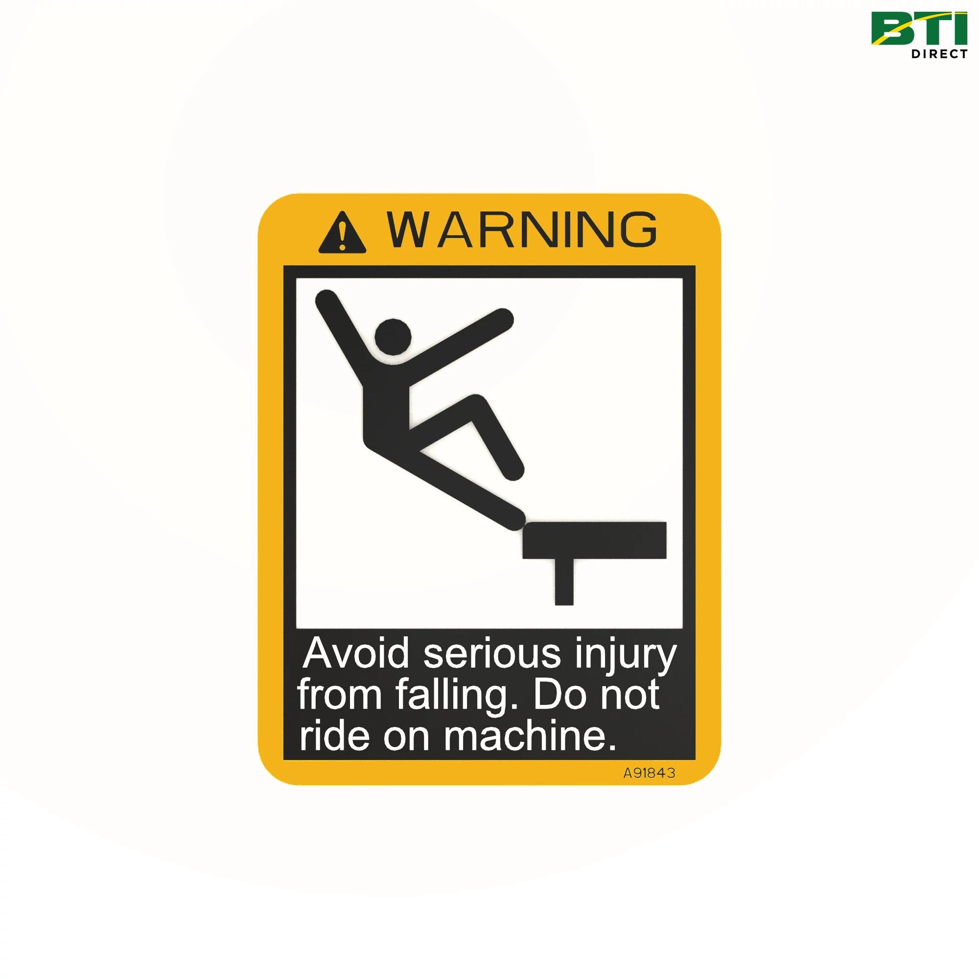 A91843: Do Not Ride Warning Label