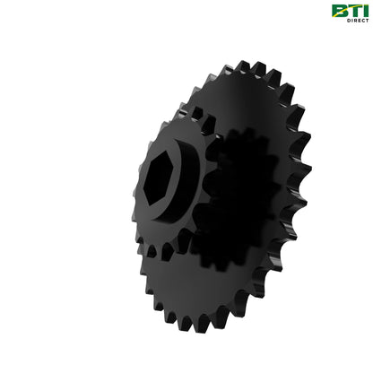 AA62991: Fertilizer Transmission Double Chain Sprocket, 16 and 30 Tooth
