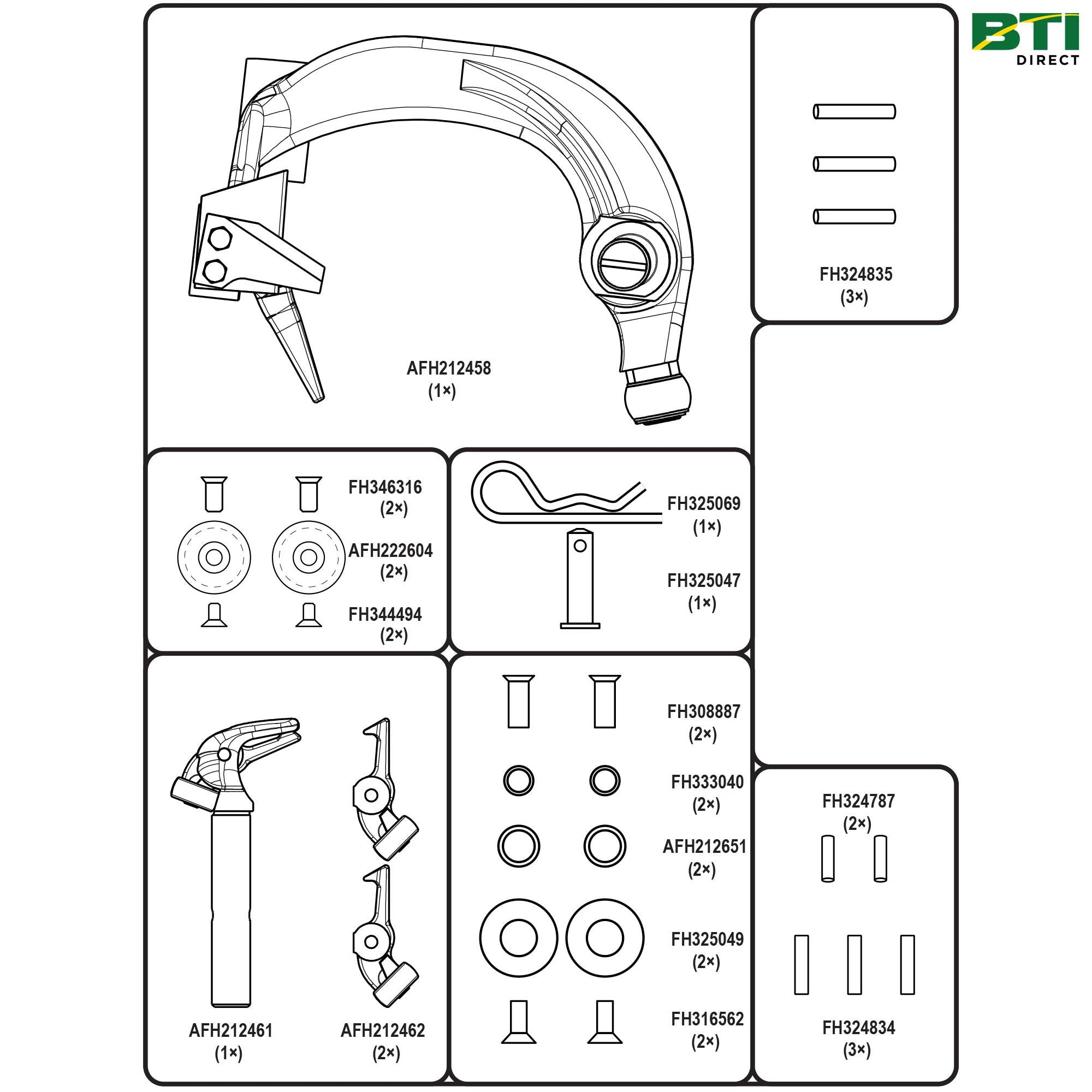 AFH215907: Large Square Baler Knotter Arm, Hook, and Hardware Kit