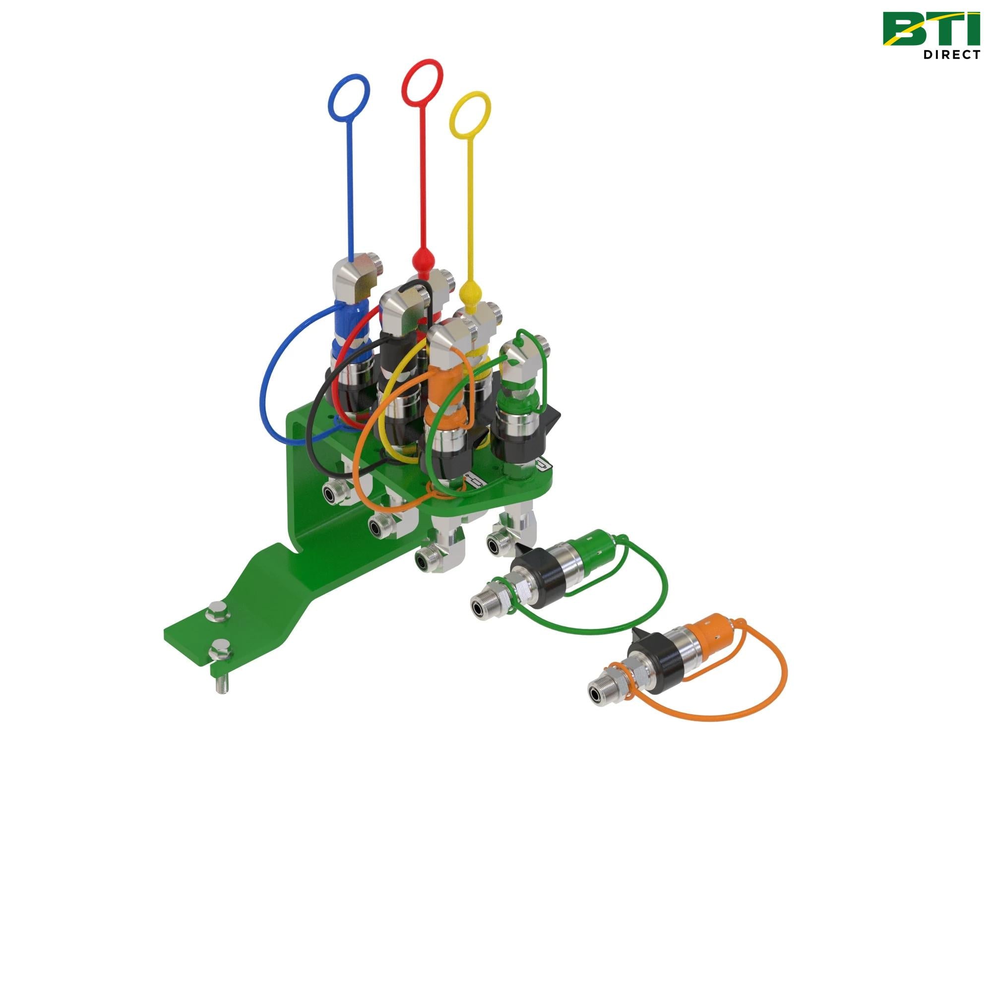 BW16936: 3-Function Hydraulic Quick-Connect Coupler Attachment for Loader with Shut Off Valve