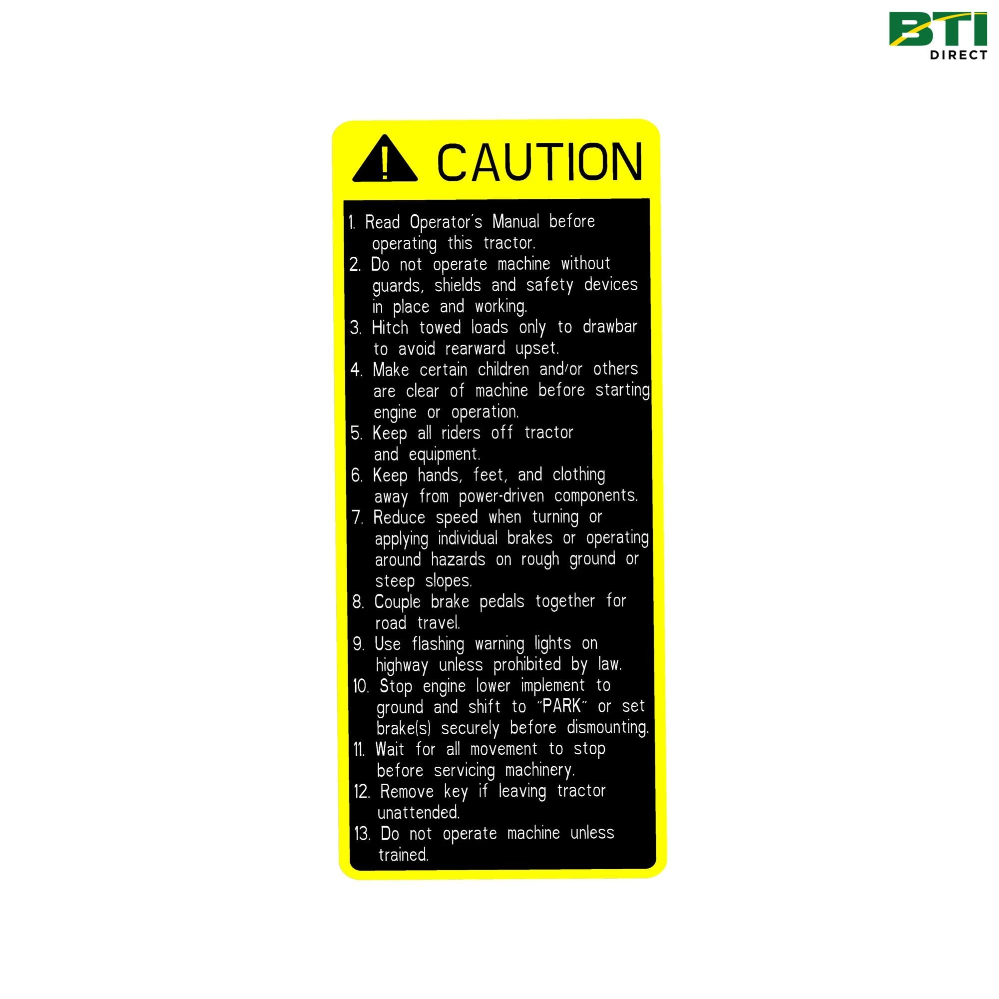 LVU20486: Cab DOM Caution Decal