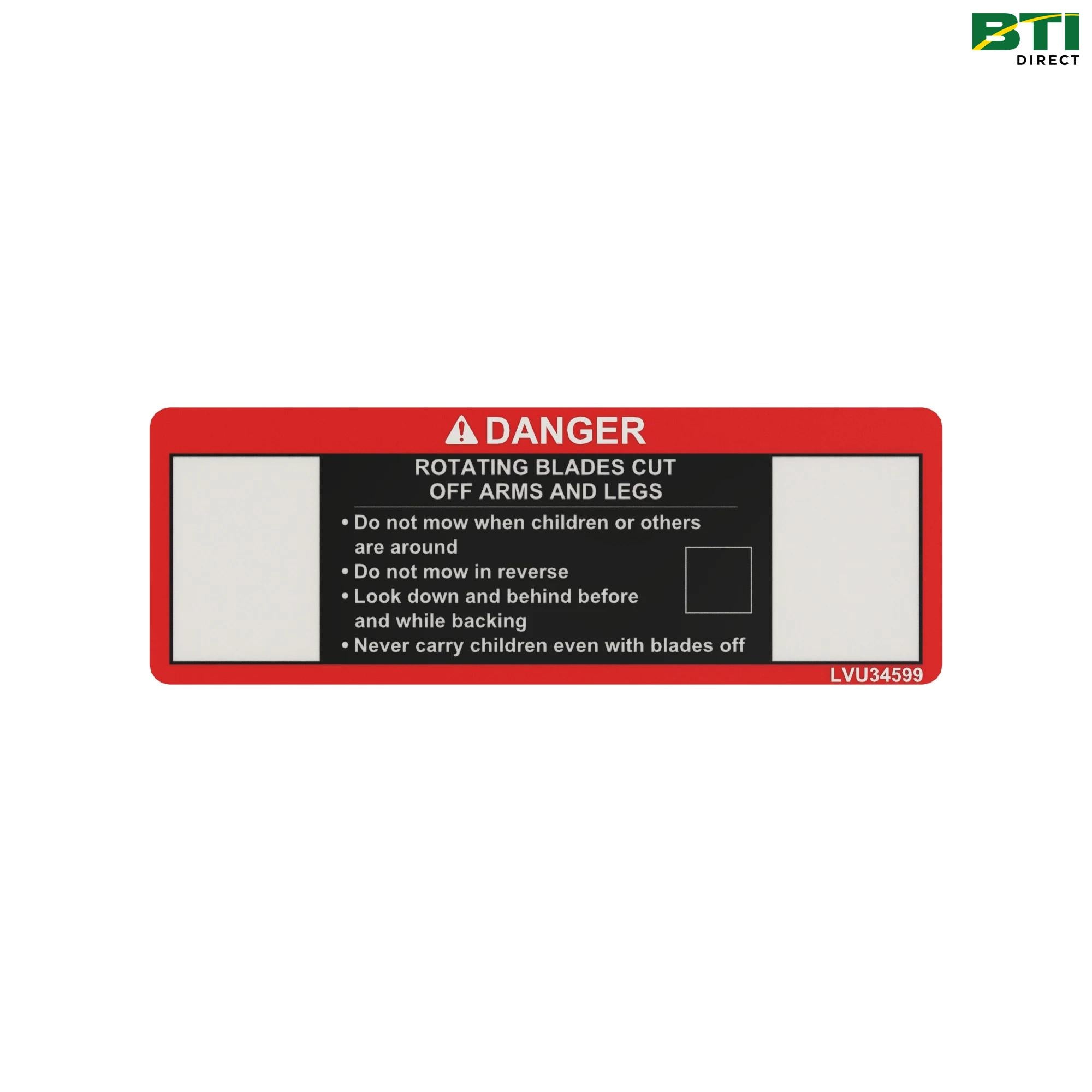 LVU34599: Mid Mower Danger Label