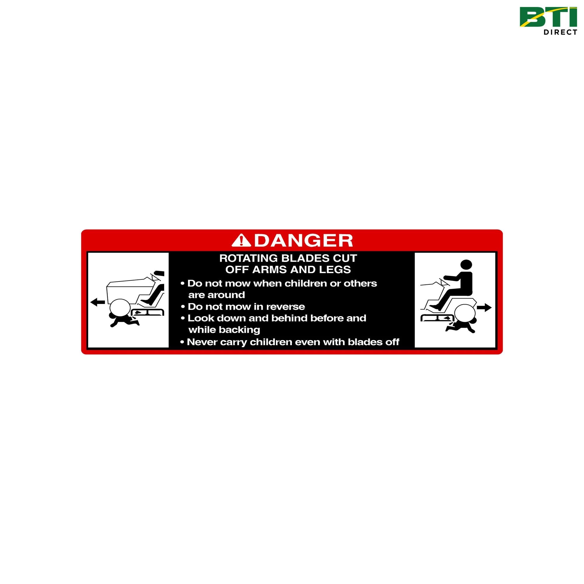 LVU34599: Mid Mower Danger Label