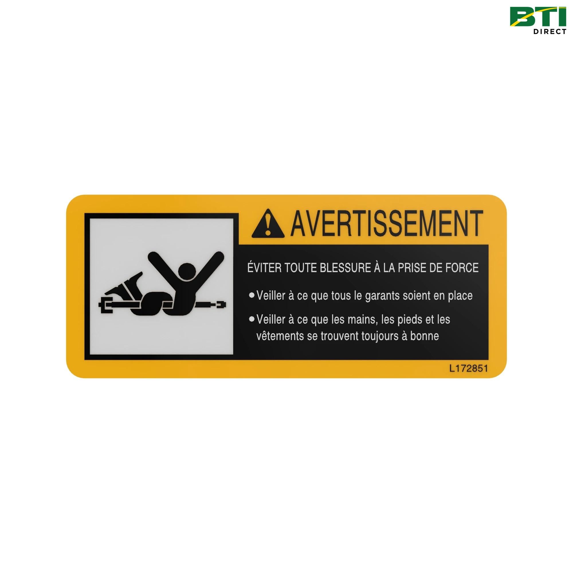 M118208: PTO Text Free Warning Decal