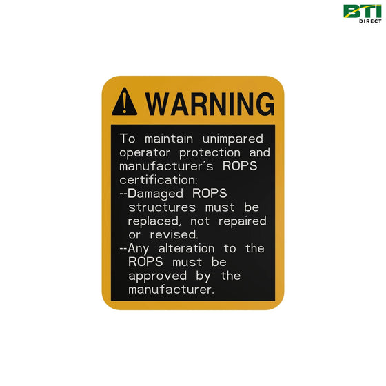 R120124: ROPS Warning Label, English