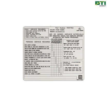 TR117752: Service Interval Label