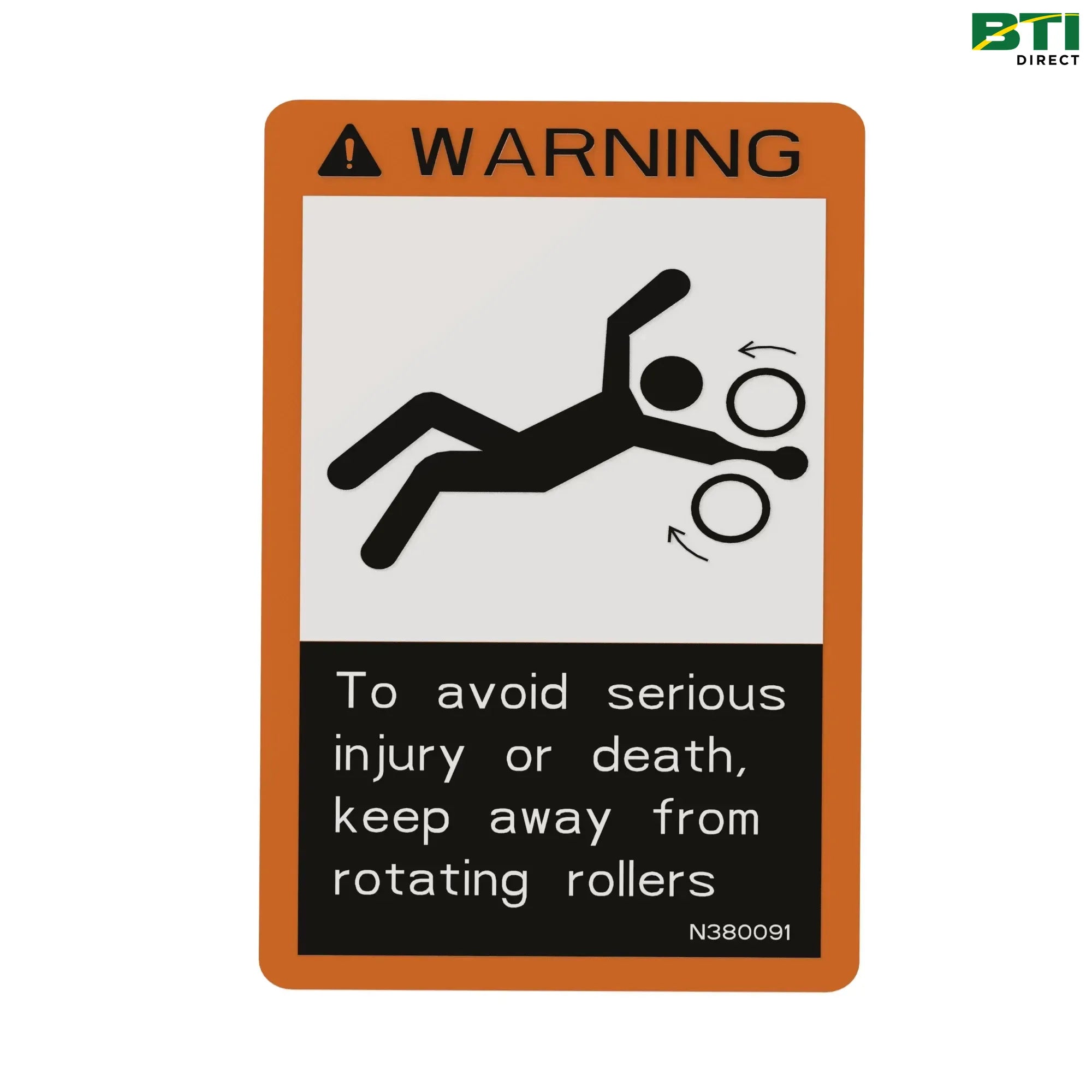 N380091: Safety Sign, Roller Entanglement Danger