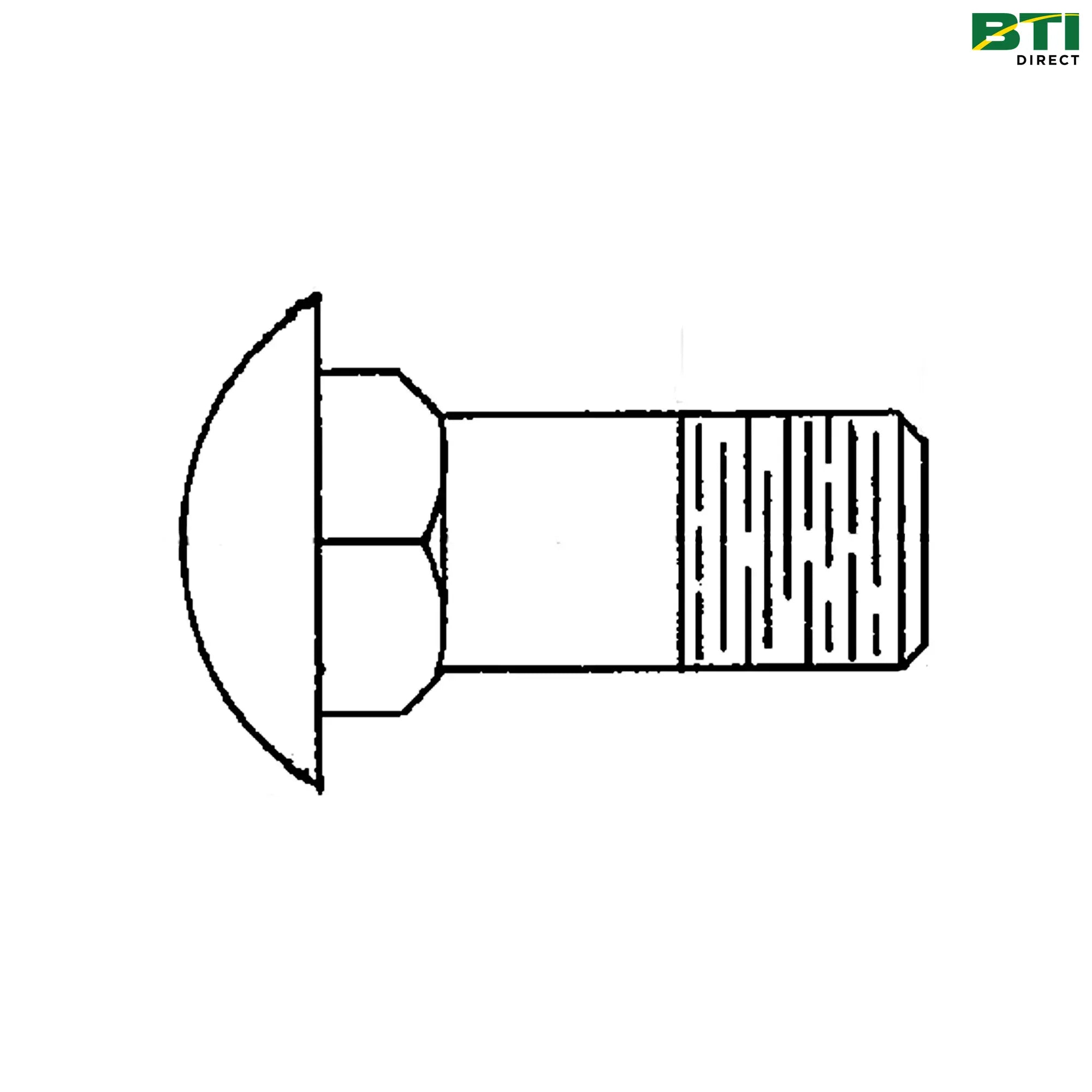 N141263: Round Head Square Neck Bolt, 15.875 X 38.1 mm (5/8" X 1-1/2")