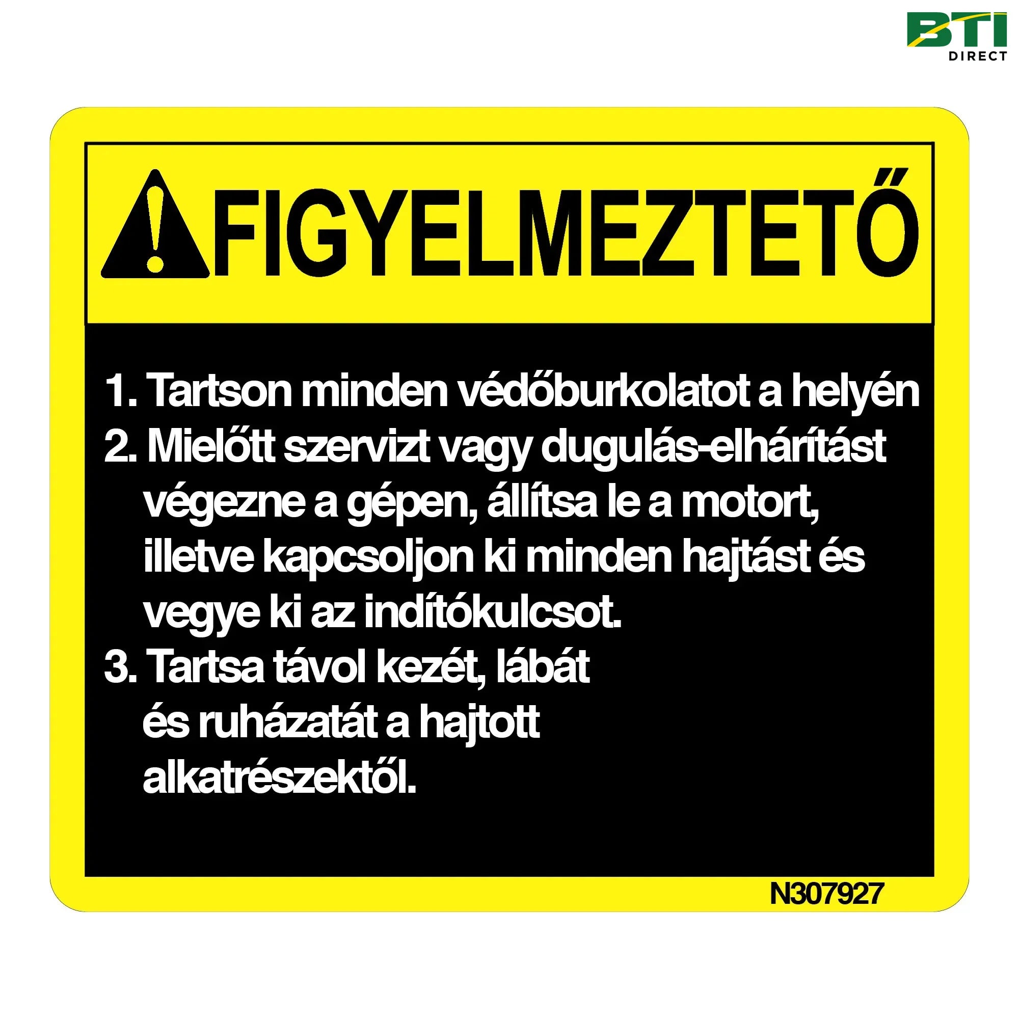 N307927: Caution Label, Hungarian