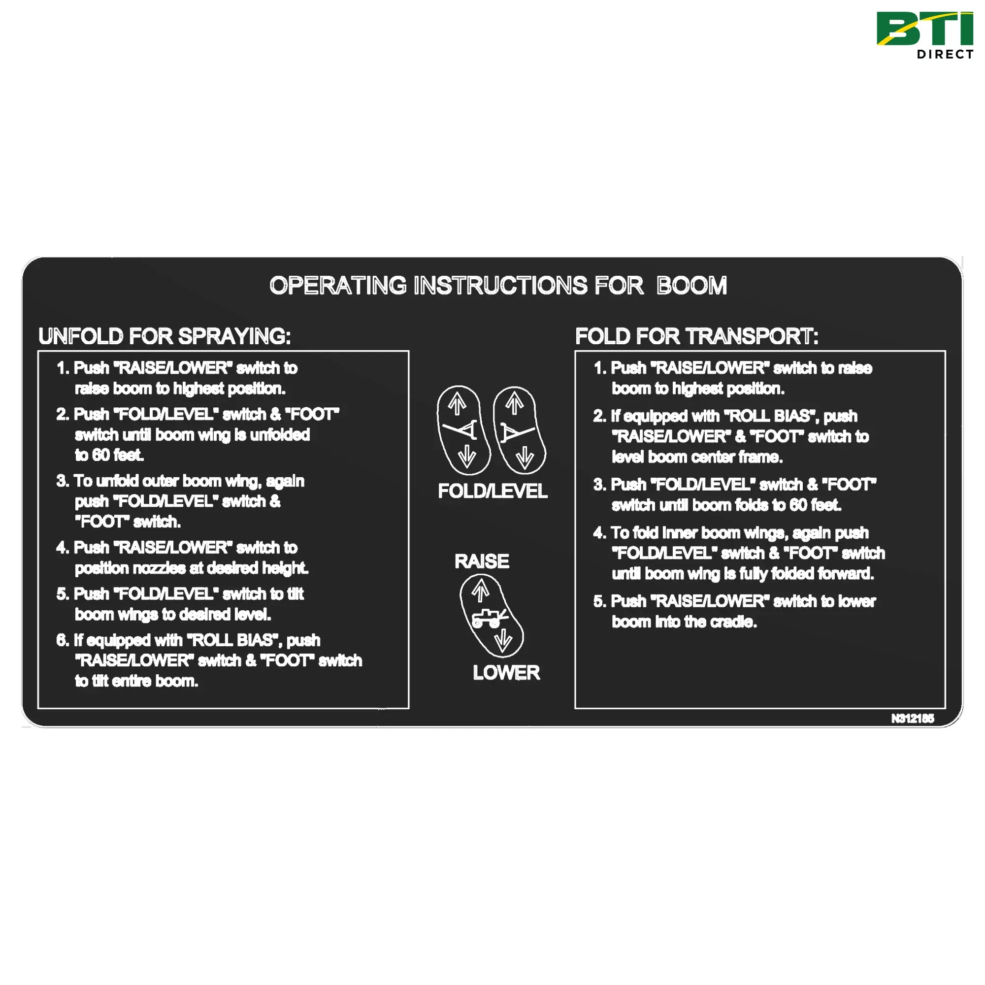 N312185: Boom Fold Instruction Label