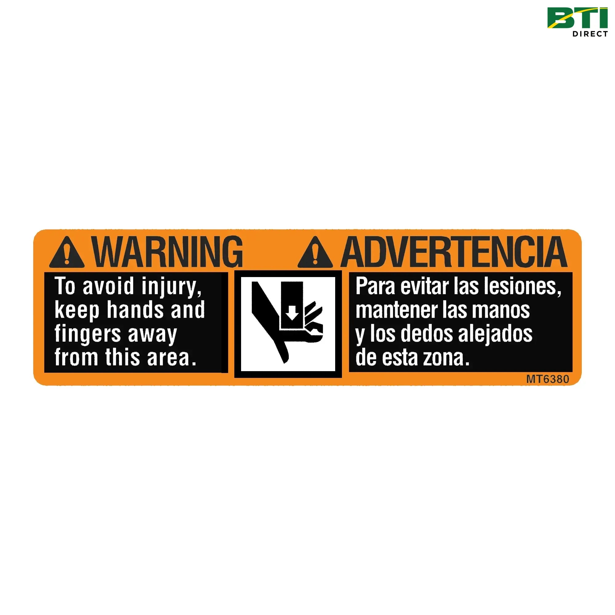 MT6380: Safety Sign, Hand/Finger Injury Warning