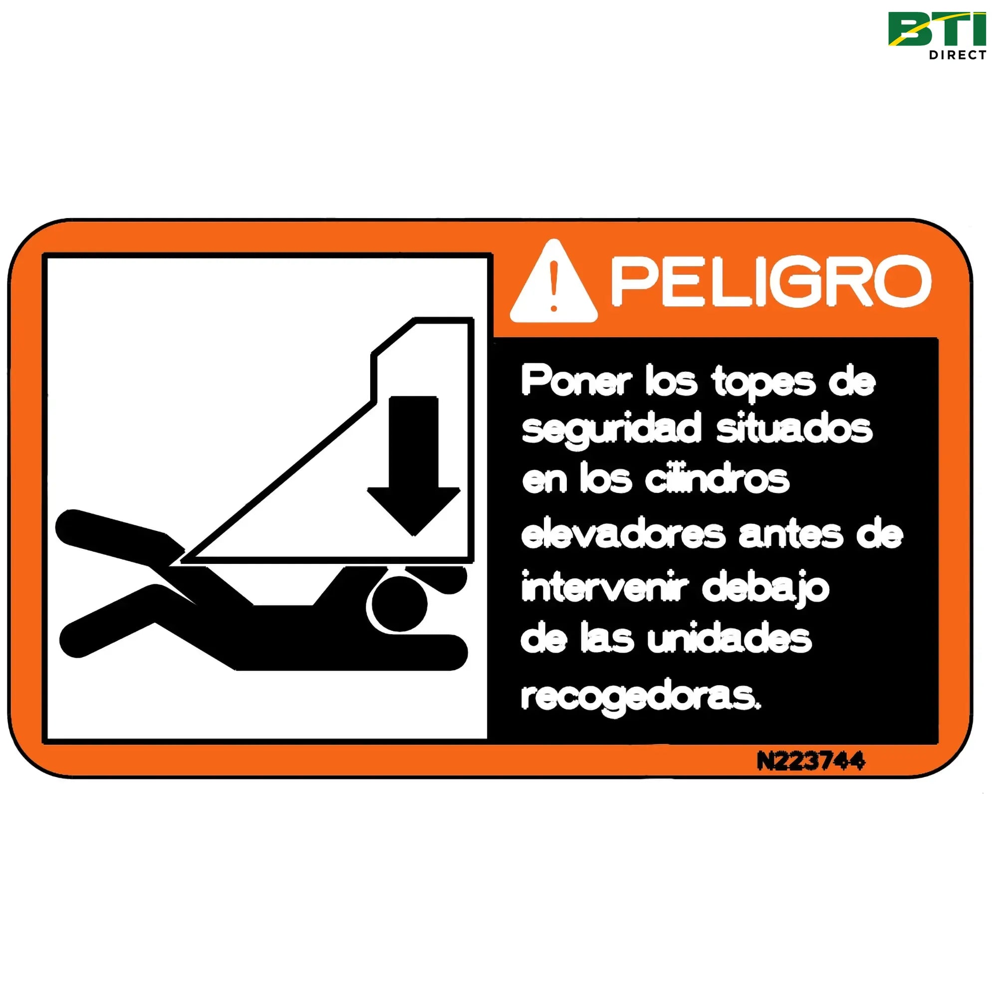 N223744: Unit Danger Decal, Spanish
