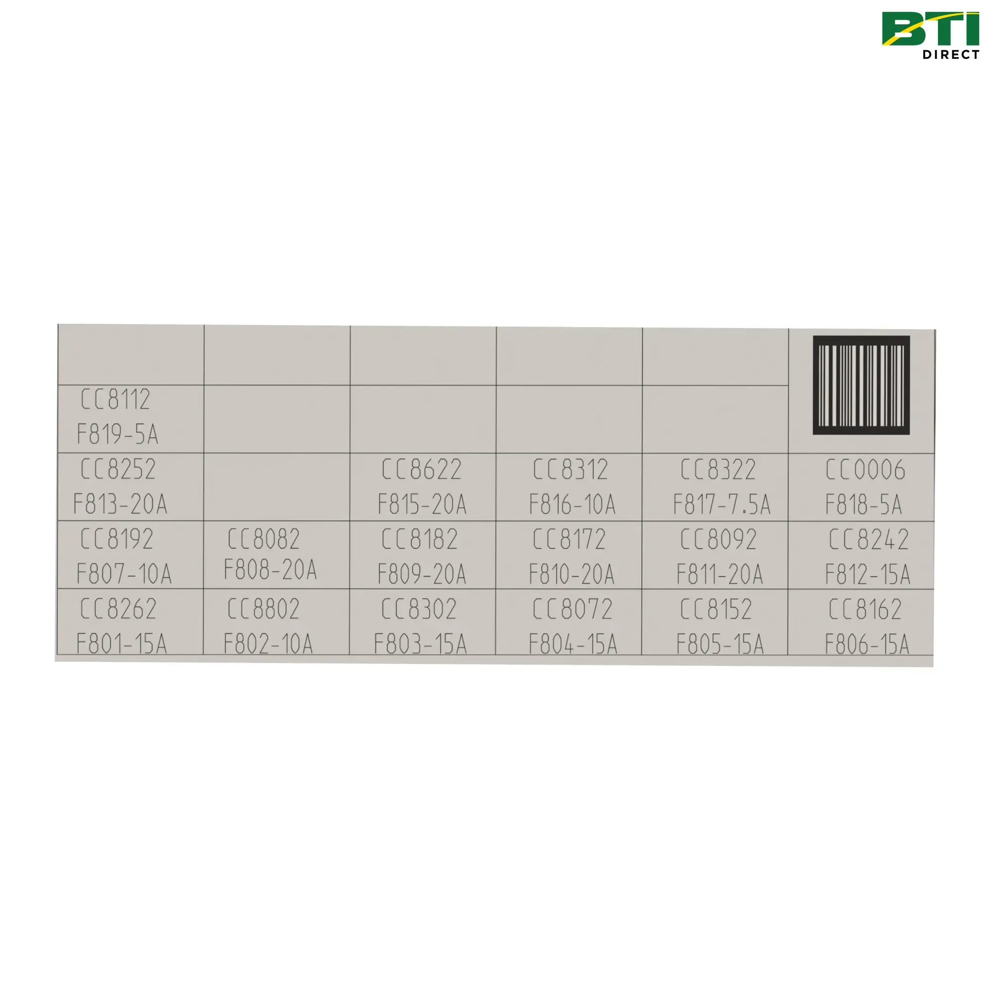 AXE69262: Fuse Location Chart Label