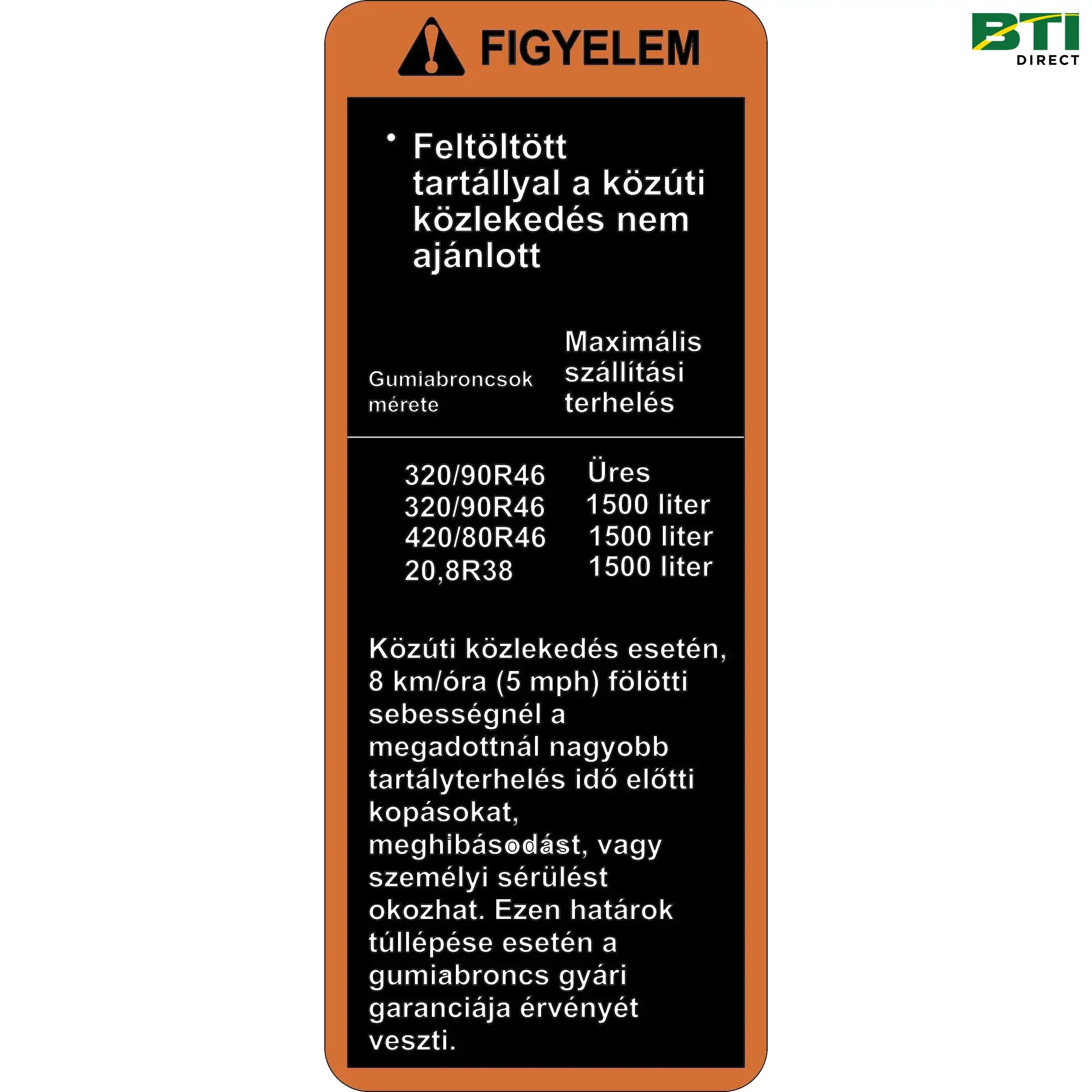 N307949: Warning Transport Label, Hungarian