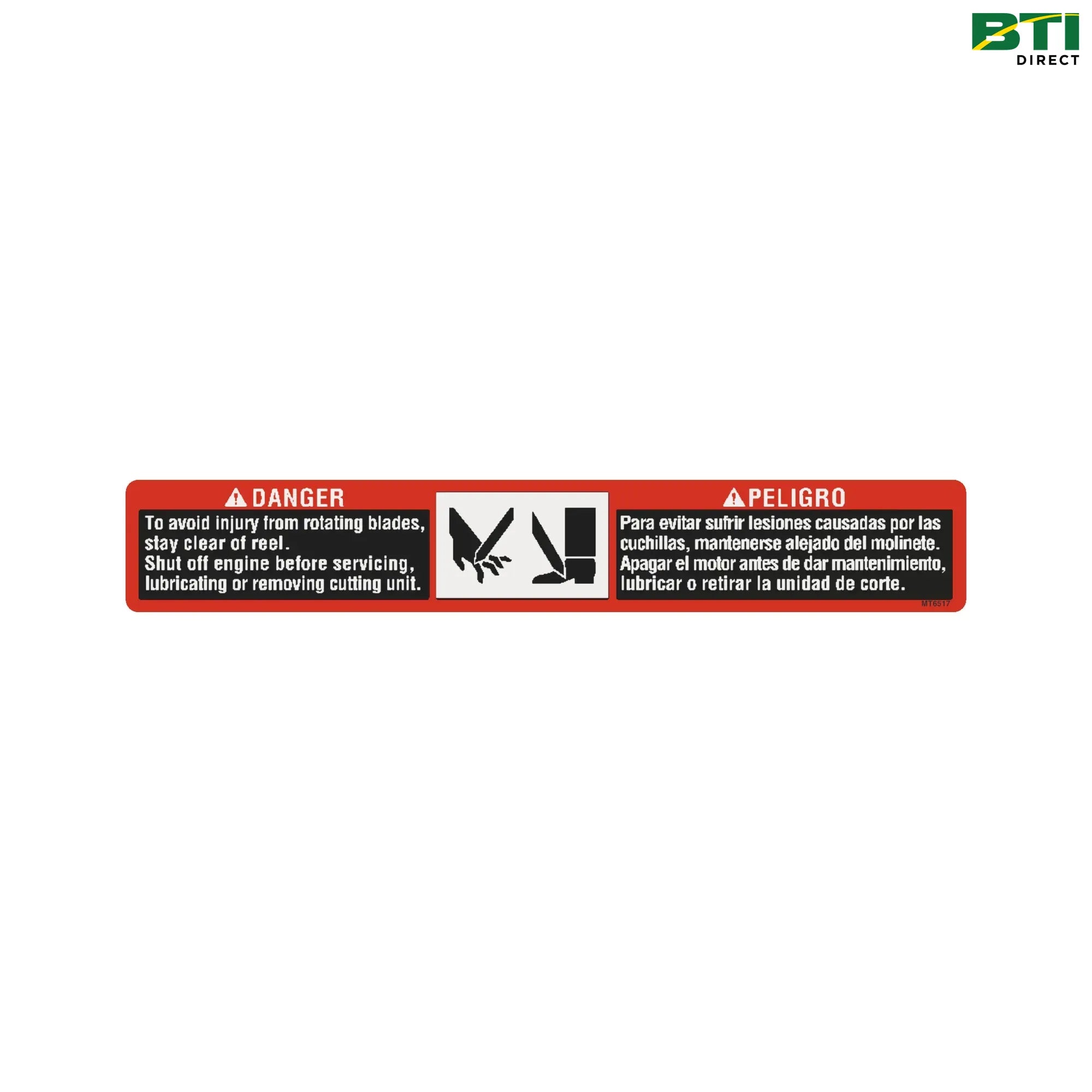 MT6517: Danger Label, Rotating Blades, English/ Spanish