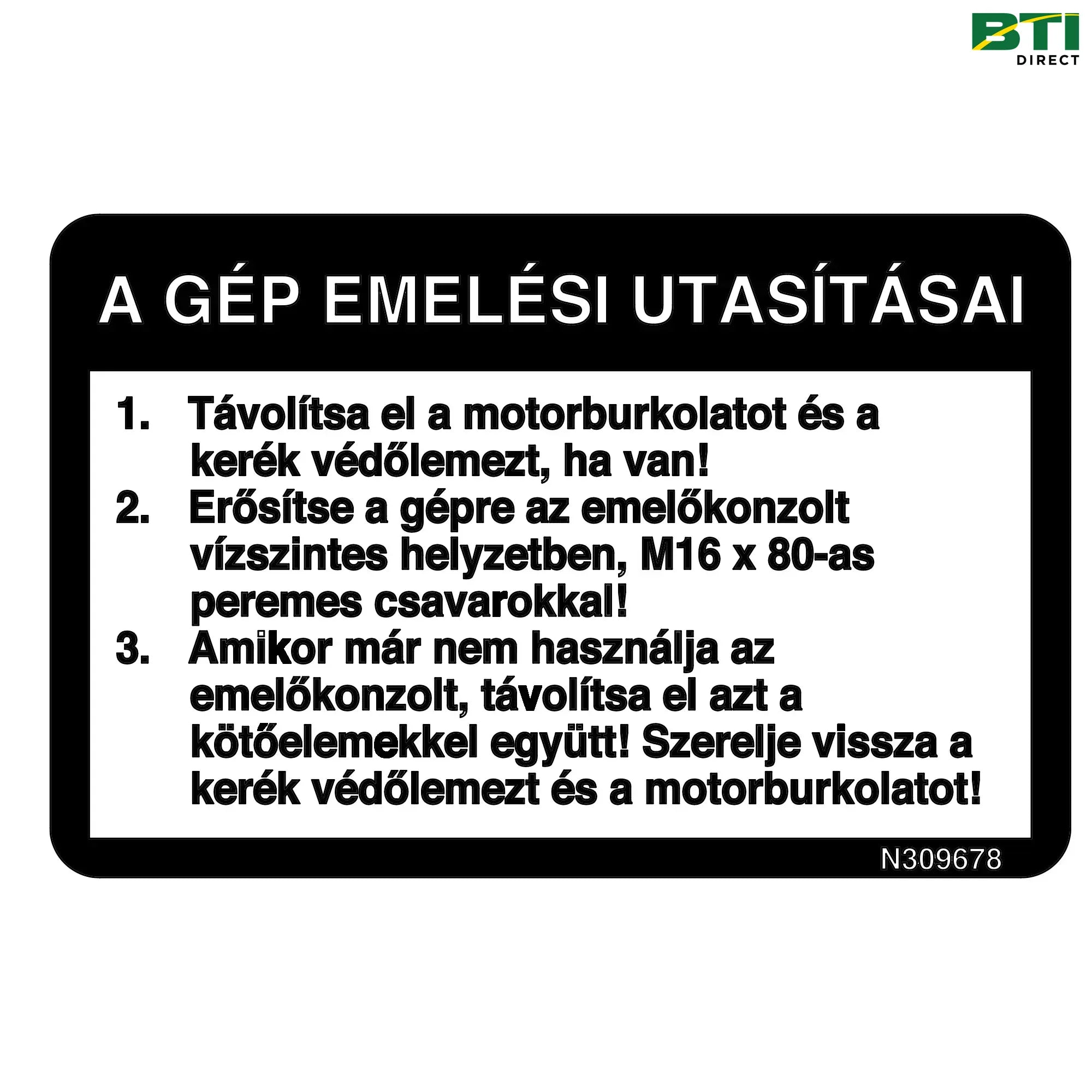 N309678: Jacking Instruction Label, Hungarian