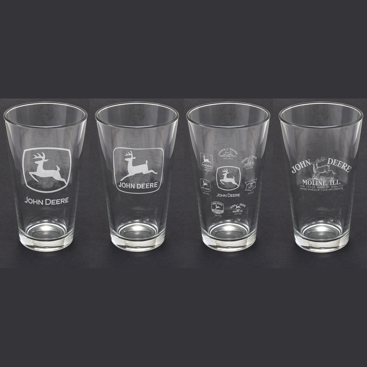 Etched White Glass John Deere Tumblers
