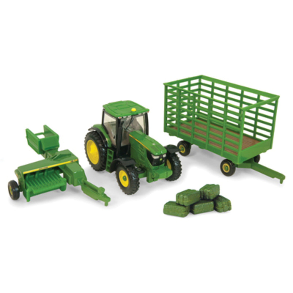 6210 John Deere Tractor, Baler & Wagon Set (1/64 Scale)