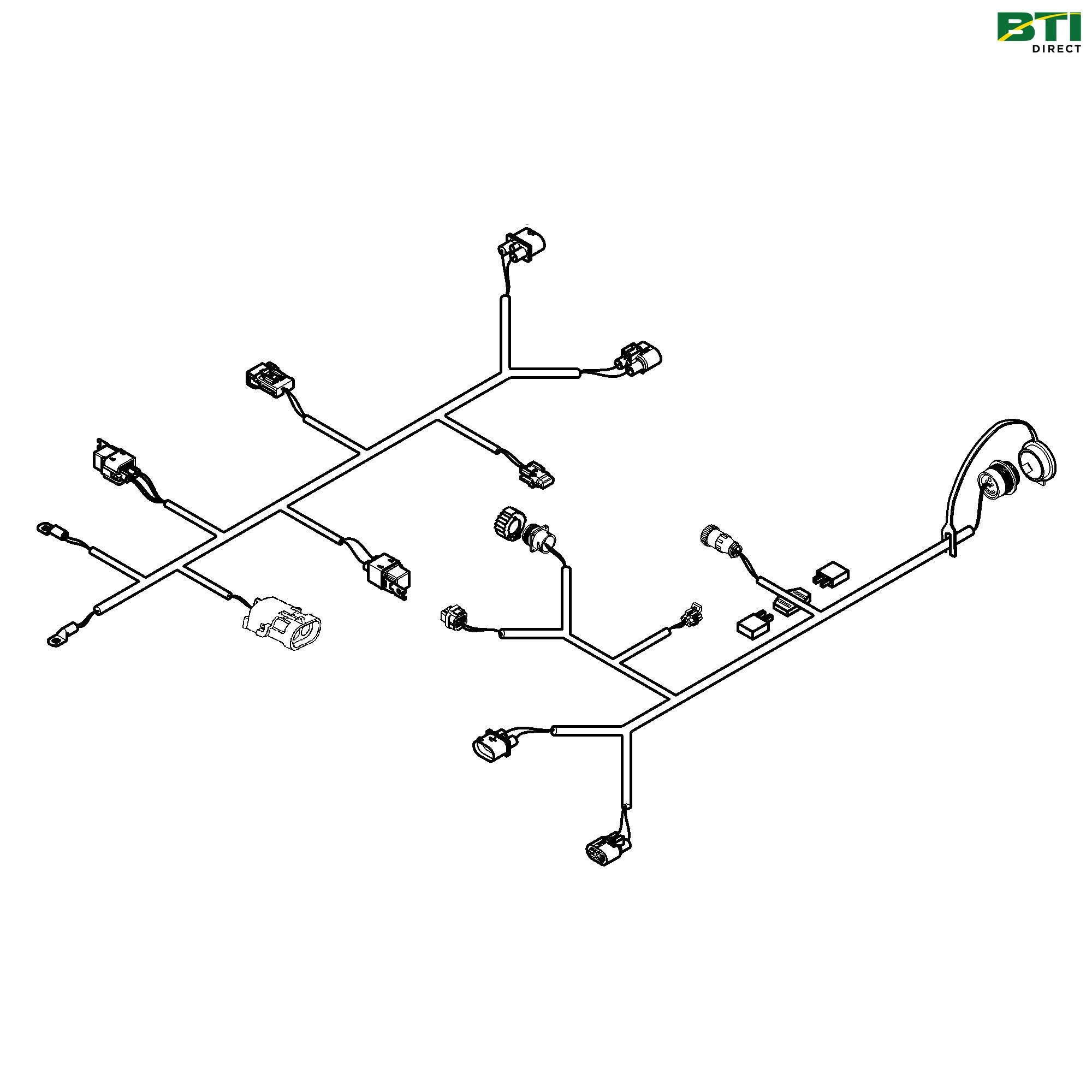 BE32277: Cab and Battery Wiring Harness Attachment for Non-ISOBUS Tractor