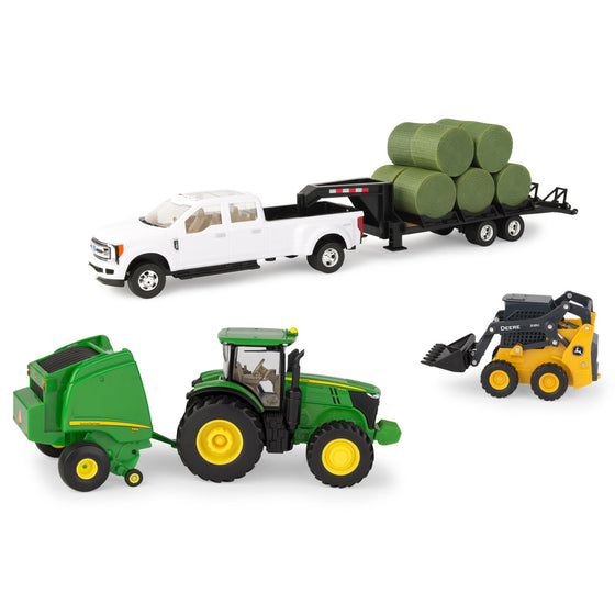 John Deere Round Bale Haying Toy Set (1/32 Scale)